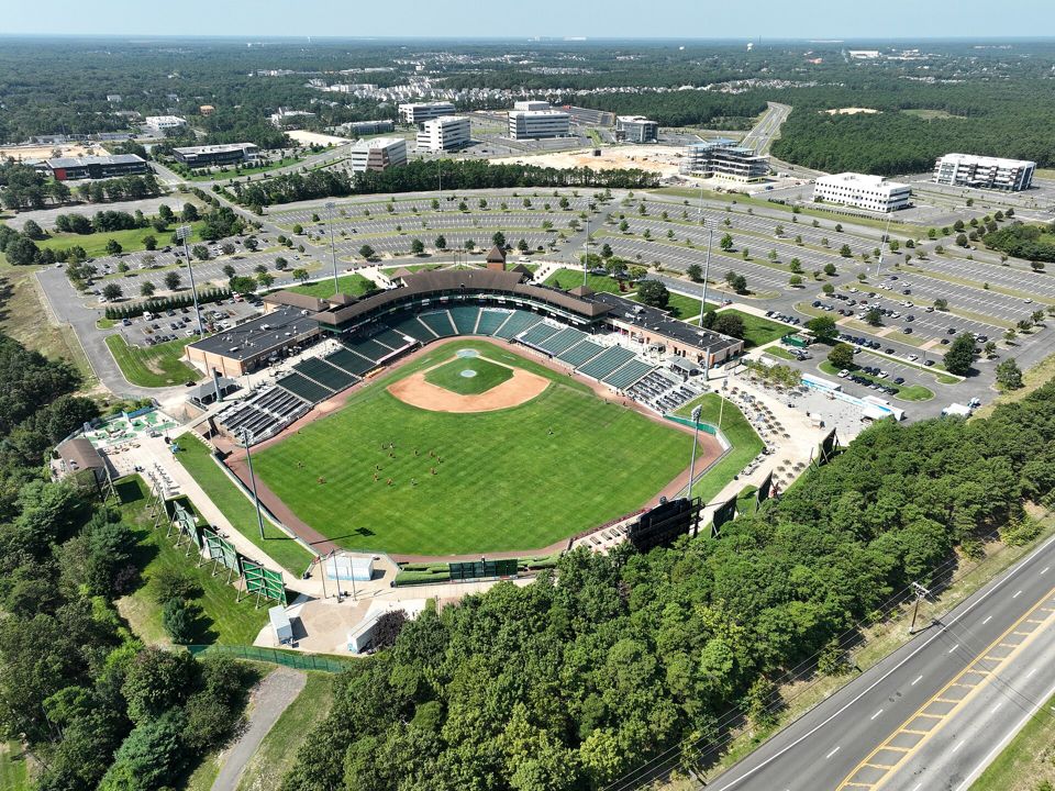 Aerial view of ShoreTown Ballpark in Lakewood