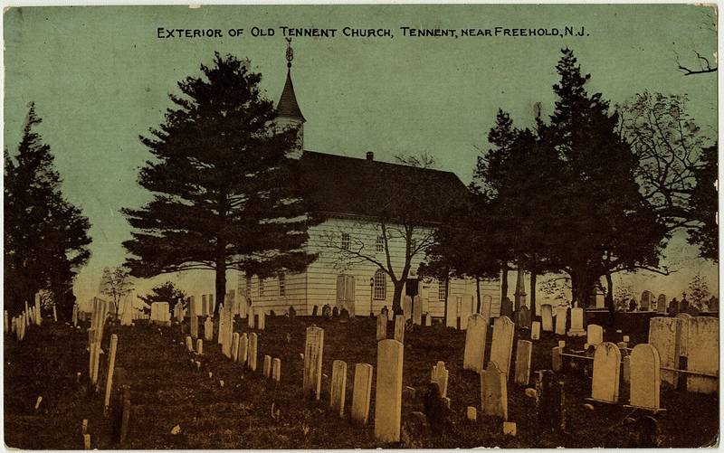 Vintage postcard of Old Tennent Church and its cemetery in Tennent, Manalapan