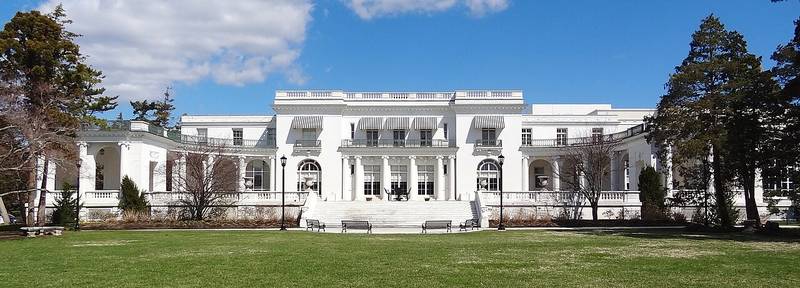 The white Beaux-Arts Murry Guggenheim House, now the Guggenheim Library at Monmouth University