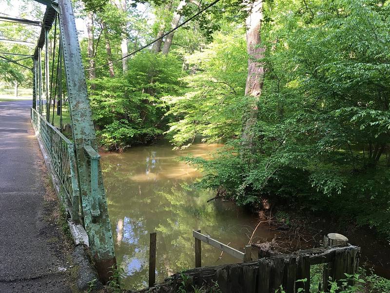 The Manasquan River seen from the old one-lane truss bridge at the entrance to Howell Park Golf Course